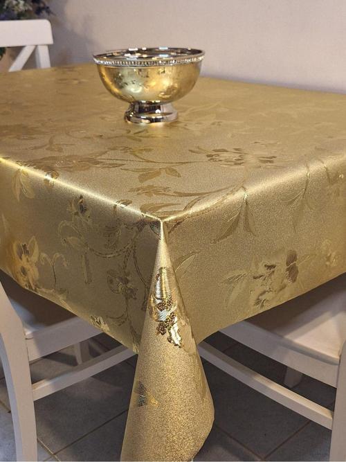 Gold  Parlak Silinebilir Masa Örtüsü - Elyaflı Pvc Muşamba