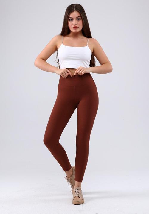 Bordo Yüksek Bel Fitilli Tayt 0608