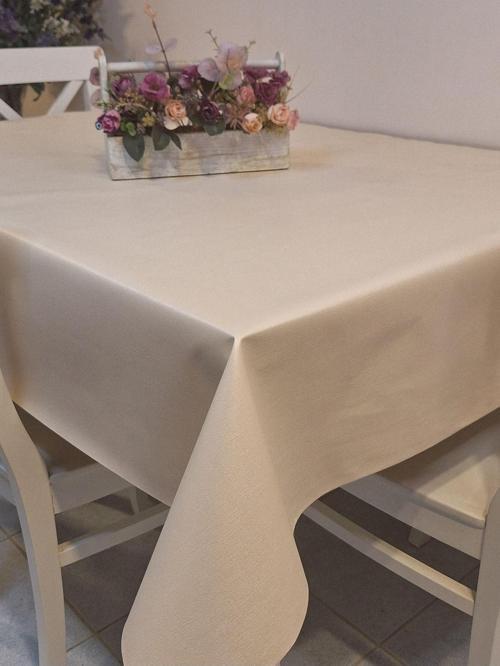 Elyaflı Pvc Muşamba - Desenli Silinebilir Masa Örtüsü ( Bej)