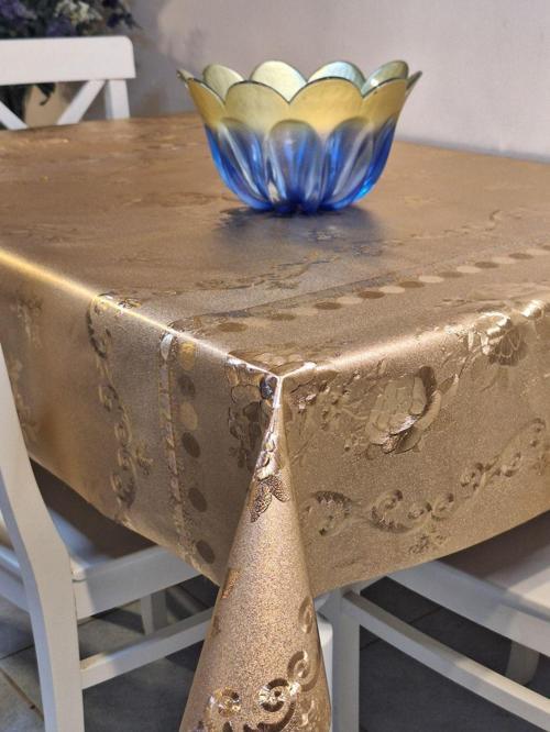 Gold  Parlak Silinebilir Masa Örtüsü - Elyaflı Pvc Muşamba