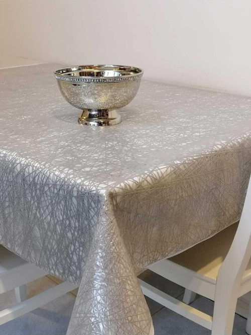 Gri Ithal Pvc Muşamba - Desenli Silinebilir Masa Örtüsü