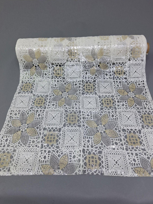 Pvc Küpür Dantel Raf Ve Dolap Örtüsü Runner (Beyaz Kahve)