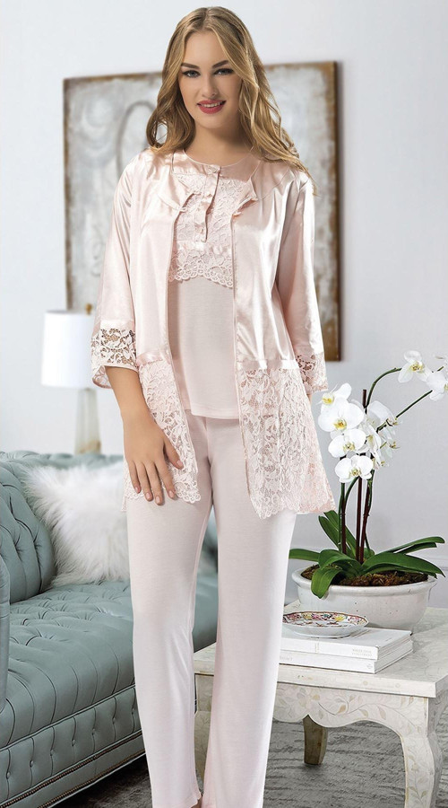 Pudra Penye Pijama Takımı - 1417