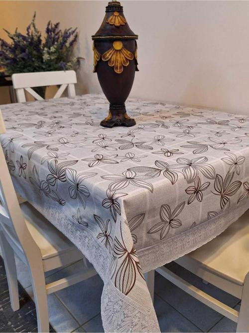 Kaydırmaz Tabanlı Pvc Muşamba - Desenli Silinebilir 120 X 150 Hazır Masa Örtüsü