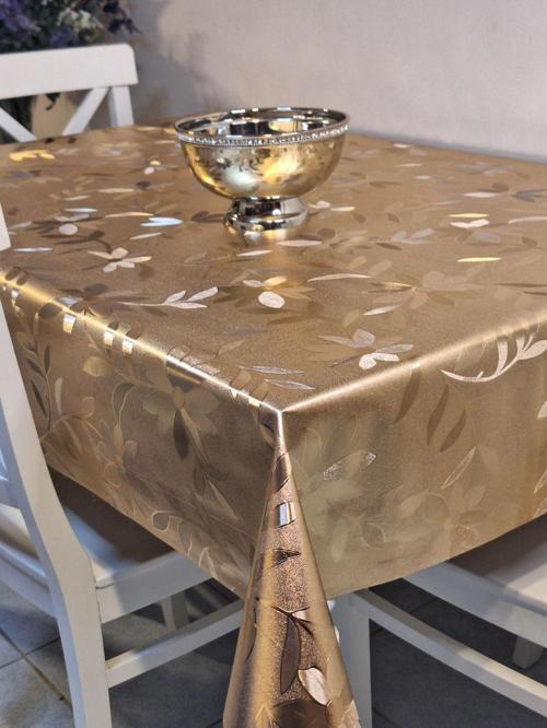 Gold  Parlak Silinebilir Masa Örtüsü - Elyaflı Pvc Muşamba