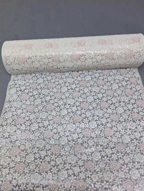 Pvc Küpür Dantel Raf Ve Dolap Örtüsü Runner  (Pembe)