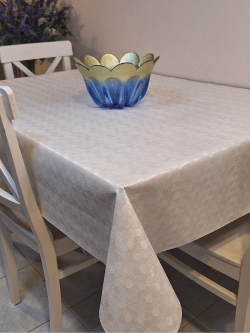 Elyaflı Pvc Muşamba - Desenli Silinebilir Masa Örtüsü ( Beyaz)