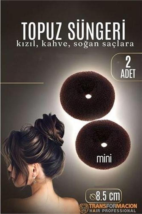 KAHVE Mini Saç Topuz Süngeri  2 ADET 8.5 CM Çap 3.5 cm Kalınlık