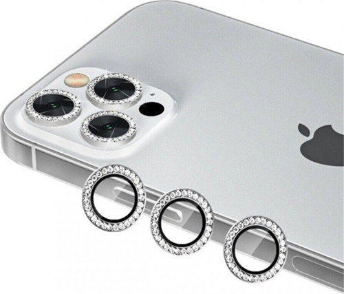 İphone 12 Pro Max Silver Uyumlu Taşlı Kamera Lens Koruyucu Cam