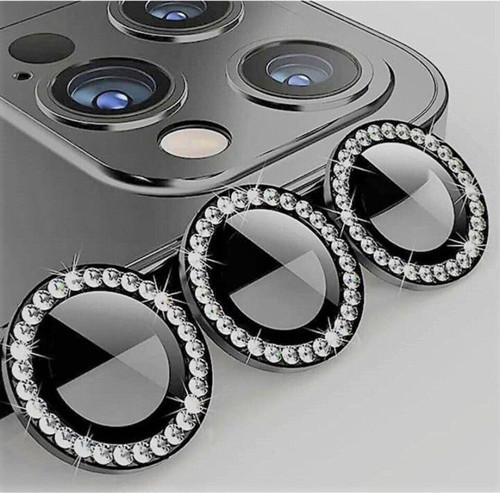 İphone 12 Pro Max Siyah Uyumlu Taşlı Kamera Lens Koruyucu Cam