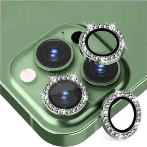 İphone 12 Pro Max Yeşil Uyumlu Taşlı Kamera Lens Koruyucu Cam