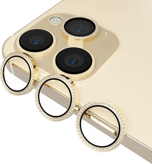 İphone 13 Pro Ve 13 Pro Max Gold Uyumlu Taşlı Kamera Lens Koruyucu Cam