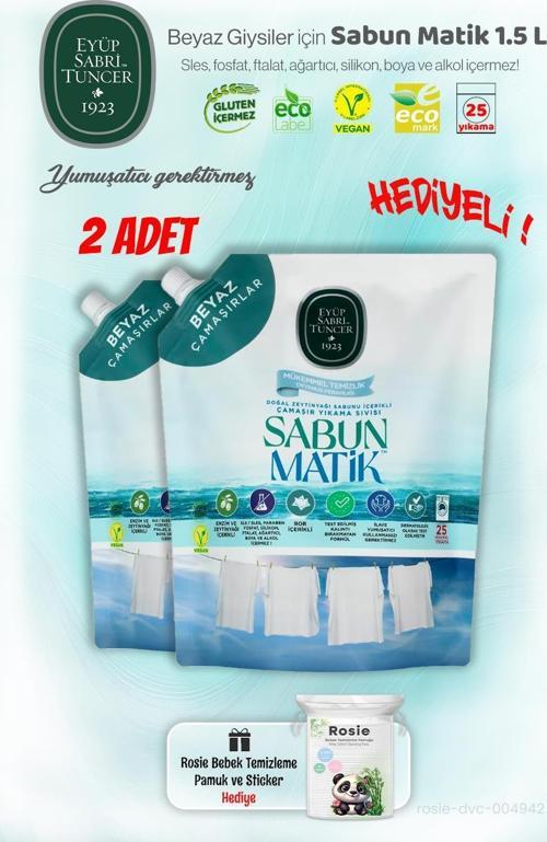 2 Adet Eyüp Sabri Tuncer Beyazlar Sıvı Sabun Matik 1.5 L ve ROSIE Hediye