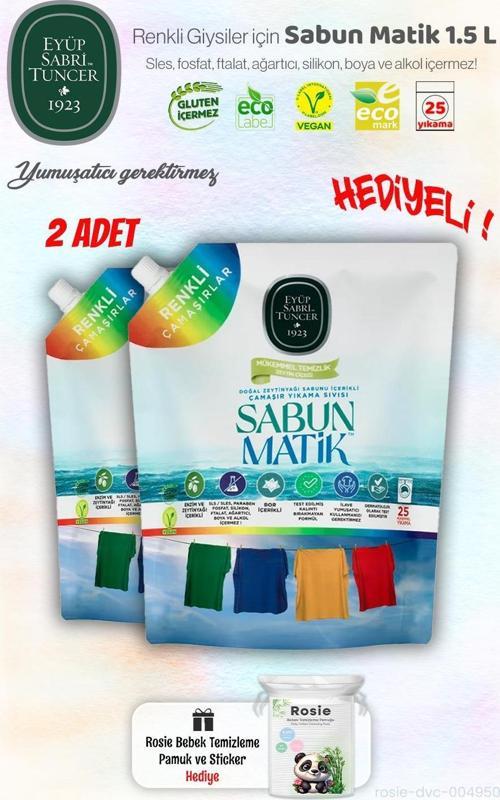 2 Adet Eyüp Sabri Tuncer Renkliler Sıvı Sabun Matik 1.5 L ve ROSIE Hediye