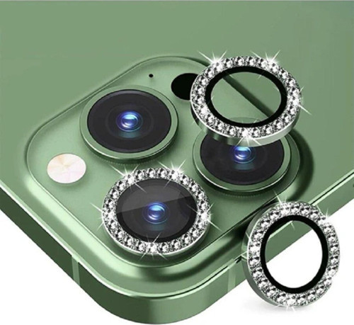 İphone 13 Pro Ve 13 Pro Max Uyumlu Yeşil (Deep Green) Taşlı Kamera Lens Koruyucu Cam
