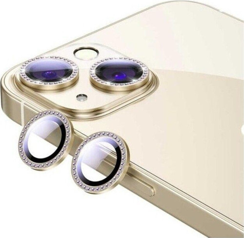 İphone 13 Ve 13 Mini Gold Uyumlu Taşlı Kamera Lens Koruyucu Cam