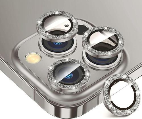 Iphone 16 Pro Ve 16 Pro Max Natürel (Doğal) Titanyum Uyumlu Taşlı Kamera Lens Koruyucu Cam