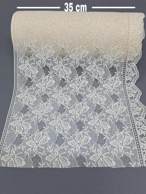 Pvc Küpür Dantel Raf Ve Dolap Örtüsü Runner Krem 35 Cm Eninde
