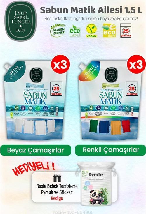 Çamaşır Yıkama Sıvısı Beyazlar x3 + Renkliler x3 1500 ml ve ROSIE