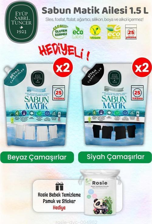 Siyahlar x2 + Beyazlar x2 Çamaşır Yıkama Sıvısı 1.5 L ve ROSIE
