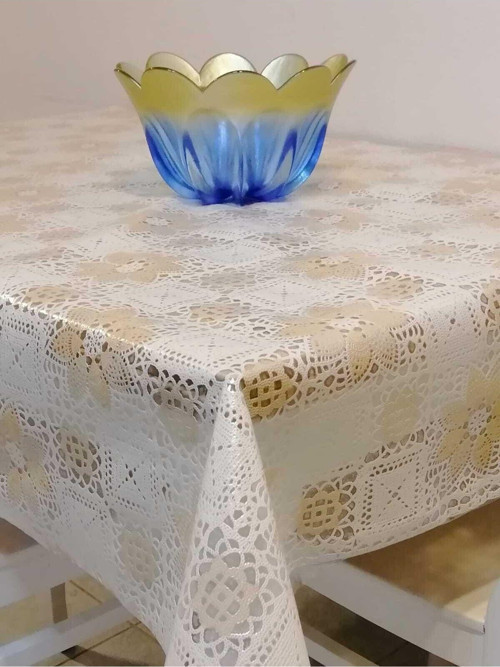 Krem Ithal Pvc Muşamba - Desenli Silinebilir Masa Örtüsü