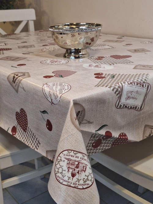 Elyaflı Pvc Muşamba - Desenli Silinebilir Masa Örtüsü ( Kahverengi )