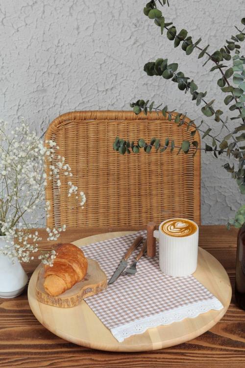 Peçete Kareli Fistolu 6 Lı Retro 20X30 Cm