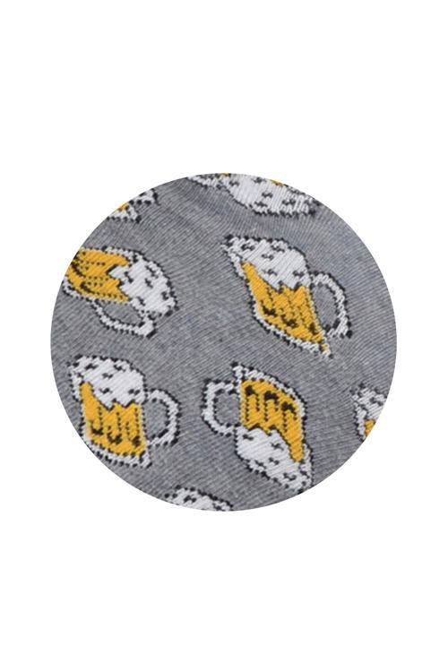 Erkek Bira Kupa Desenli Hareketli Çorap Gri - 41/44