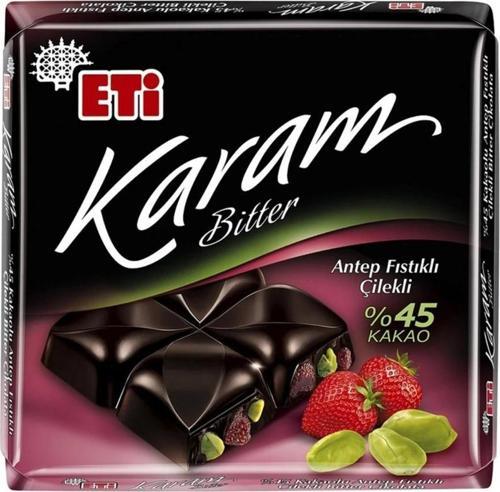 Karam bitter Antep fıstıklı ve çilekli %45 kakao 6x60 gr