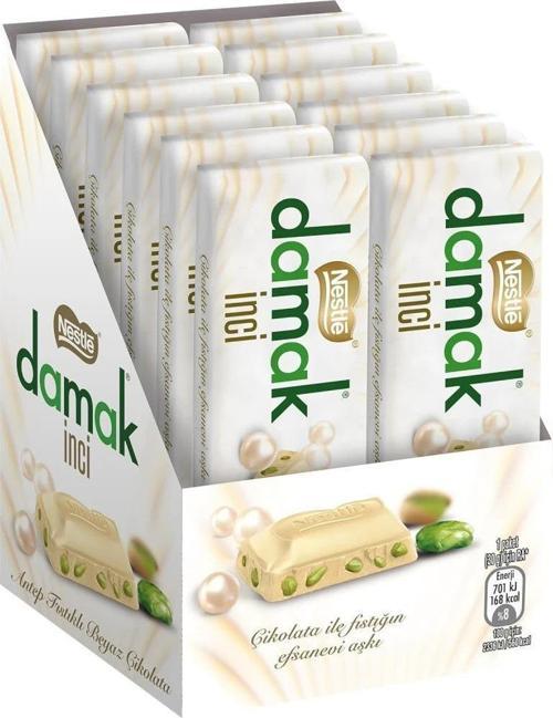Nestlé Damak Antep Fıstıklı Beyaz Çikolata, Baton, 30 g x 12 Adet