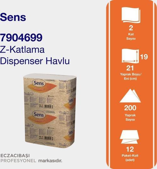 Professional Sens Z Katlama Havlu 200Lü (19 cm x 21 cm)