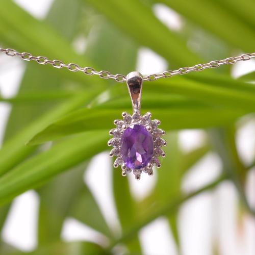Ametist Taşı Gümüş Kolye - Anturaj Model