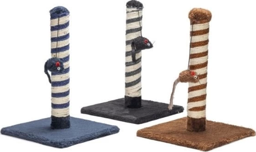 Fare Oyuncaklı Kedi Tırmalama Direği 25x25x38 Cm Renkli