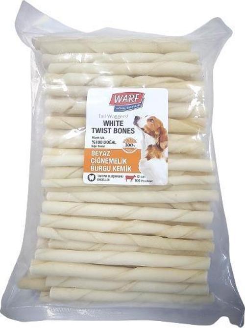 Beyaz Burgu Köpek Kemik - 100 lü - 12cm