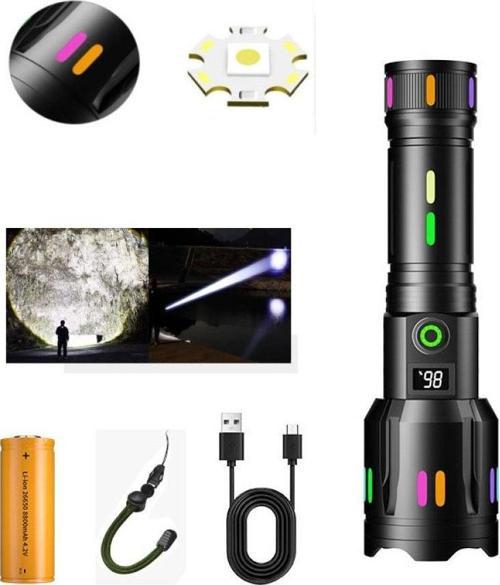 Büro Ev Ofis Güvenlikçisi için 50W Şarjlı Zoomlu Powerbank Tip El Feneri
