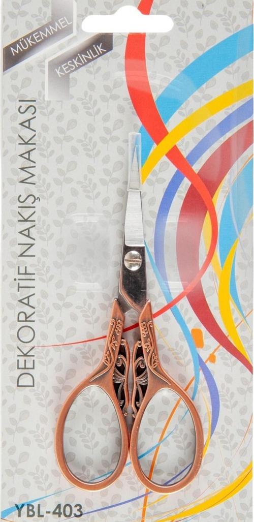 Büro Ev Ofis Hobi Dikiş Atölyesi için Koyu Bakır Kelebek Dekor Nakış Makası