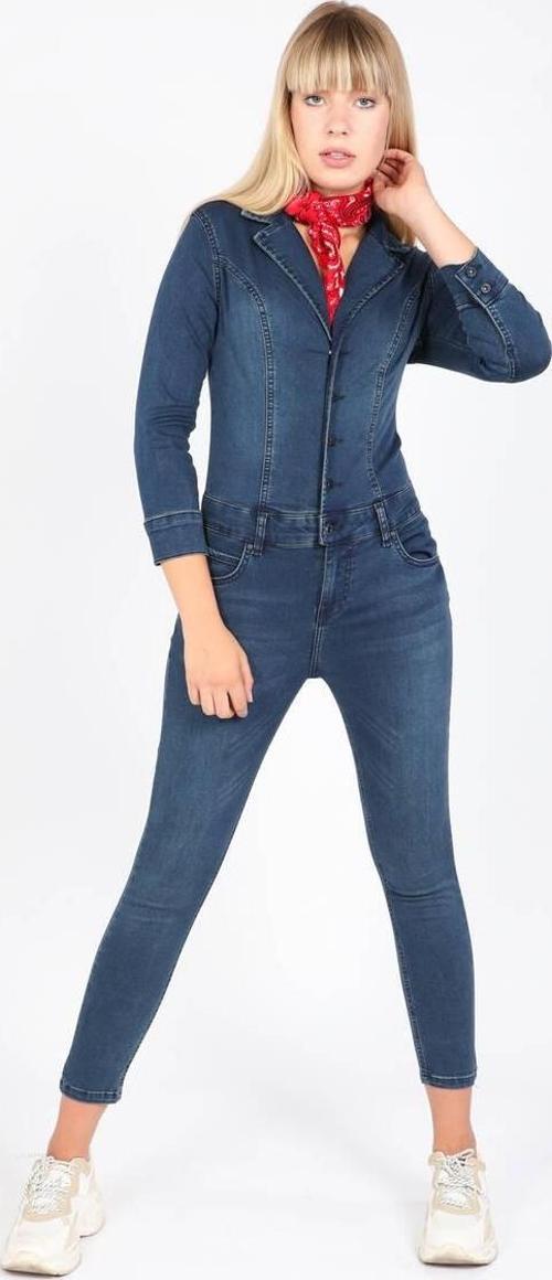 Kadın Koyu Lacivert Jean Tulum Pantolon