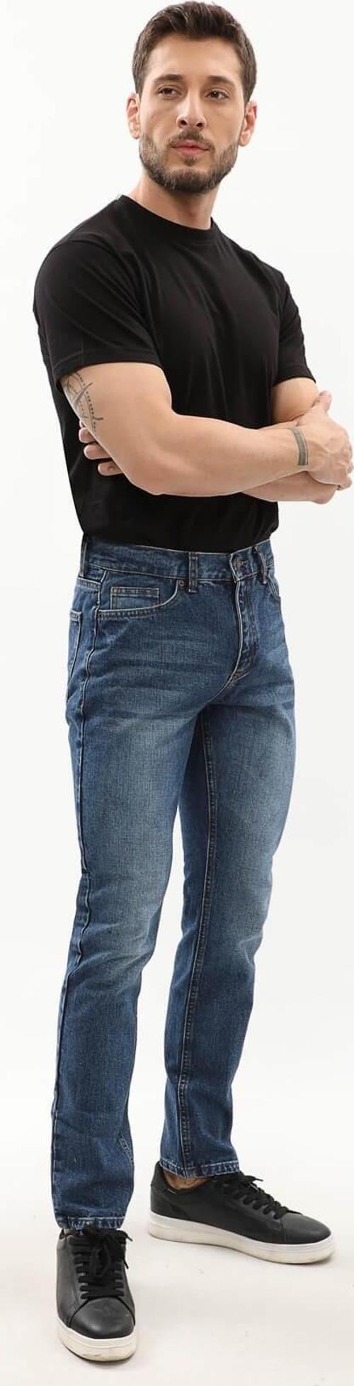 Erkek Regular Fit Mavi Jean Pantolon