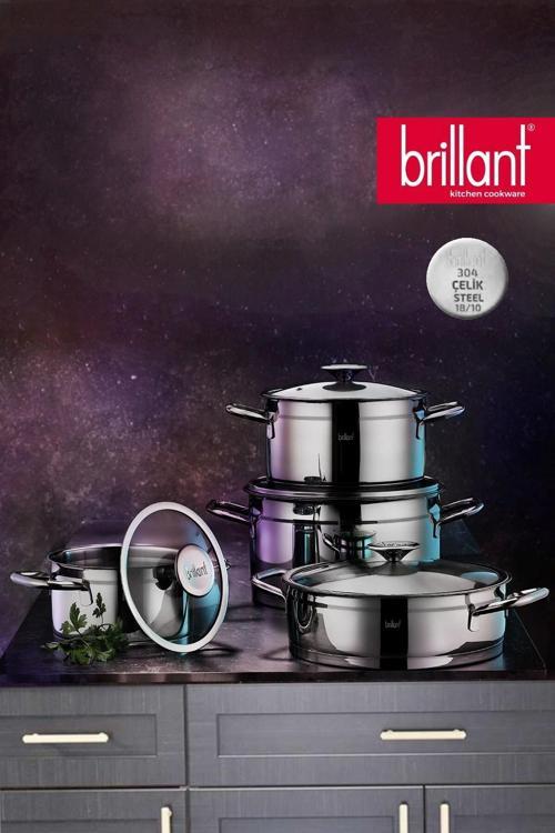 Asellas 8 Parça Inox Kulp Çelik Tencere Seti