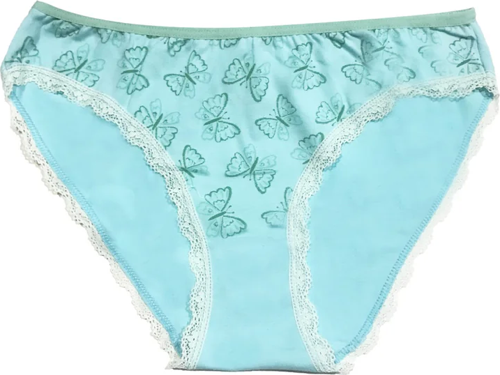 Berrak Kadın İçin Kenarları Beyaz Dantelli Mavi Renk Bikini Kod 11242