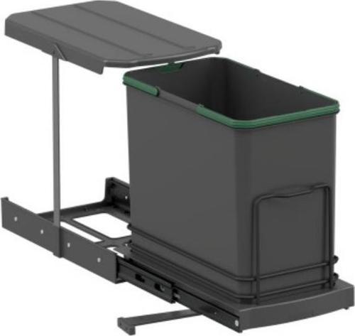 S-2571-A Teleskopik Raylı Plastik 24 Lt. Antrasit Çöp Kovası
