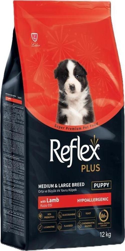 Plus Kuzu Etli Orta ve Büyük Irk Yavru Köpek Maması 12 Kg