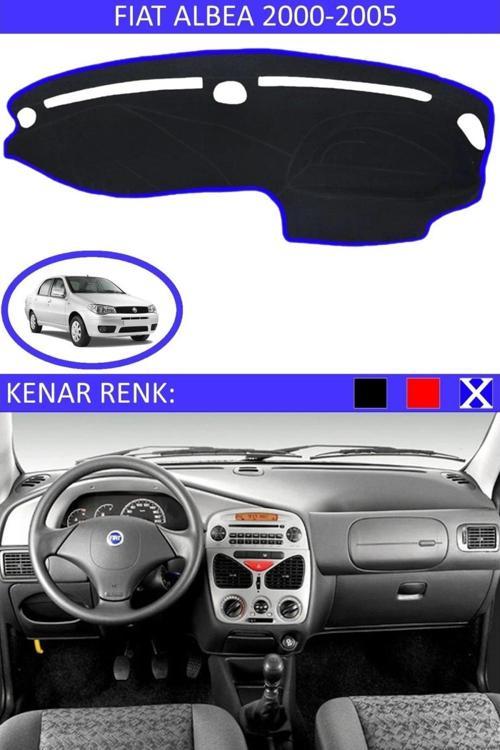 Fiat Albea 2000-2005 Modelleri İçin Uygun Torpido Koruma Halısı Siyah Kenar Renk Mavi