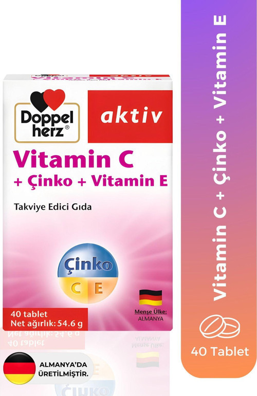 Aktiv Vitamin C + Çinko + Vitamin E 40 Tablet