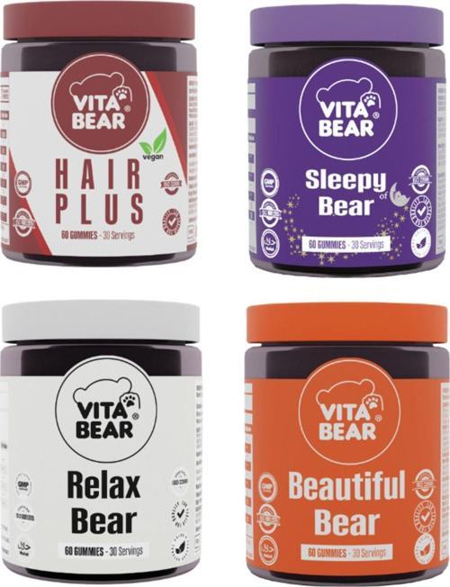 Hair Plus Vegan Saç Vitamin & Sleepy Bear 60 Gummy & Beautiful Bear 60 Gummy & Relax Bear 60 Gummy
