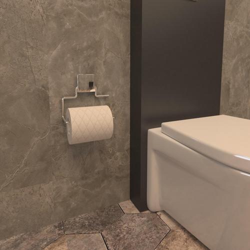 Dekoratif Krom Metal Banyo & WC Kağıtlık Askı – Yapıştırmalı, Vidasız Pratik Montaj 