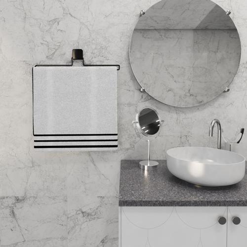 Dekoratif Siyah Metal Uzun Havluluk – Yapıştırmalı, Vidasız Pratik Montaj Banyo & Mutfak