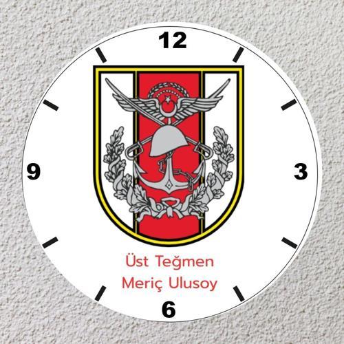 Türk Silahlı Kuvvetleri Logolu Kişiye Özel Cam Saat | 20x20 Duvar Saati