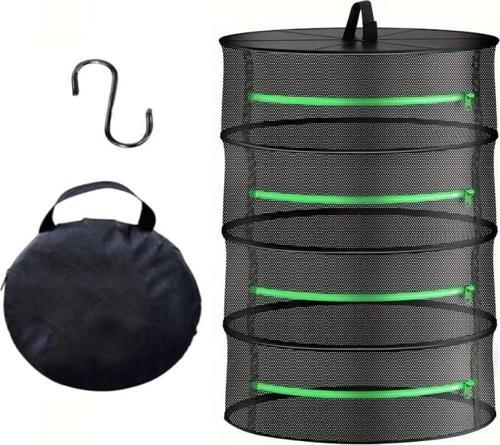 4 Katlı Fermuarlı Meyve Sebze Kurutma Filesi | Katlanabilir Doğal Kurutma Sepeti YEŞİL