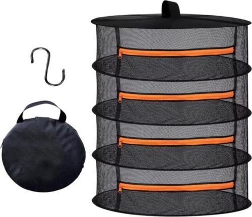 4 Katlı Fermuarlı Meyve Sebze Kurutma Filesi | Katlanabilir Doğal Kurutma Sepeti TURUNCU